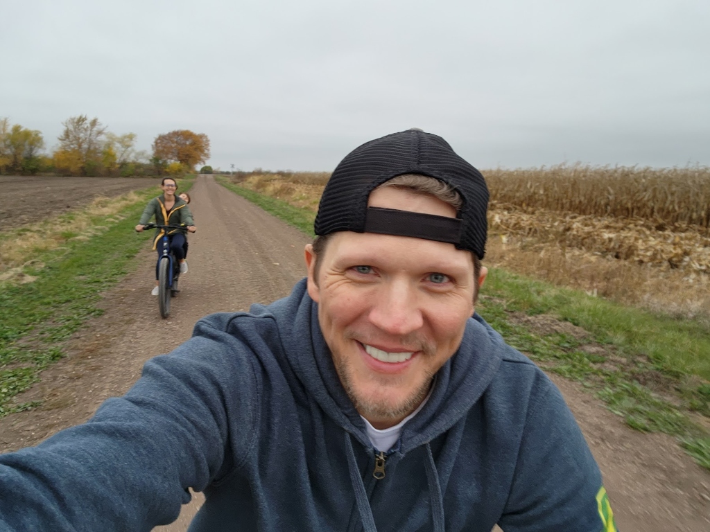 Brett biking with family